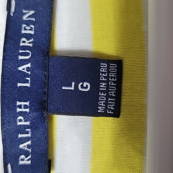 Ralph Lauren Yellow & White Striped Tee Logo NWOT Short Sleeve Size Large - Picture 6 of 8
